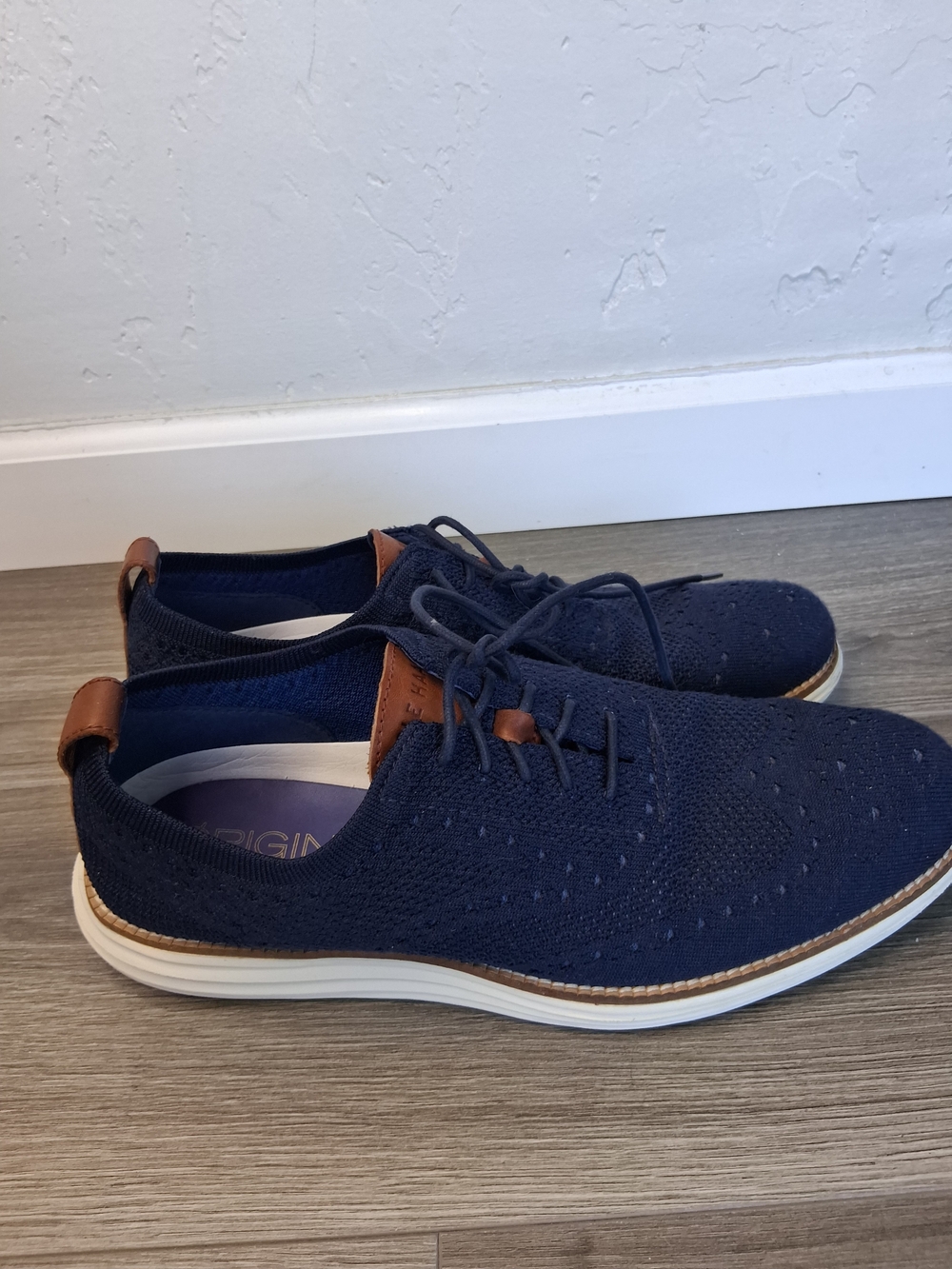 Cole Haan ØriginalGrand Stitchlite Oxford Shoes Men's 9M Navy Knit Wingtip Casua